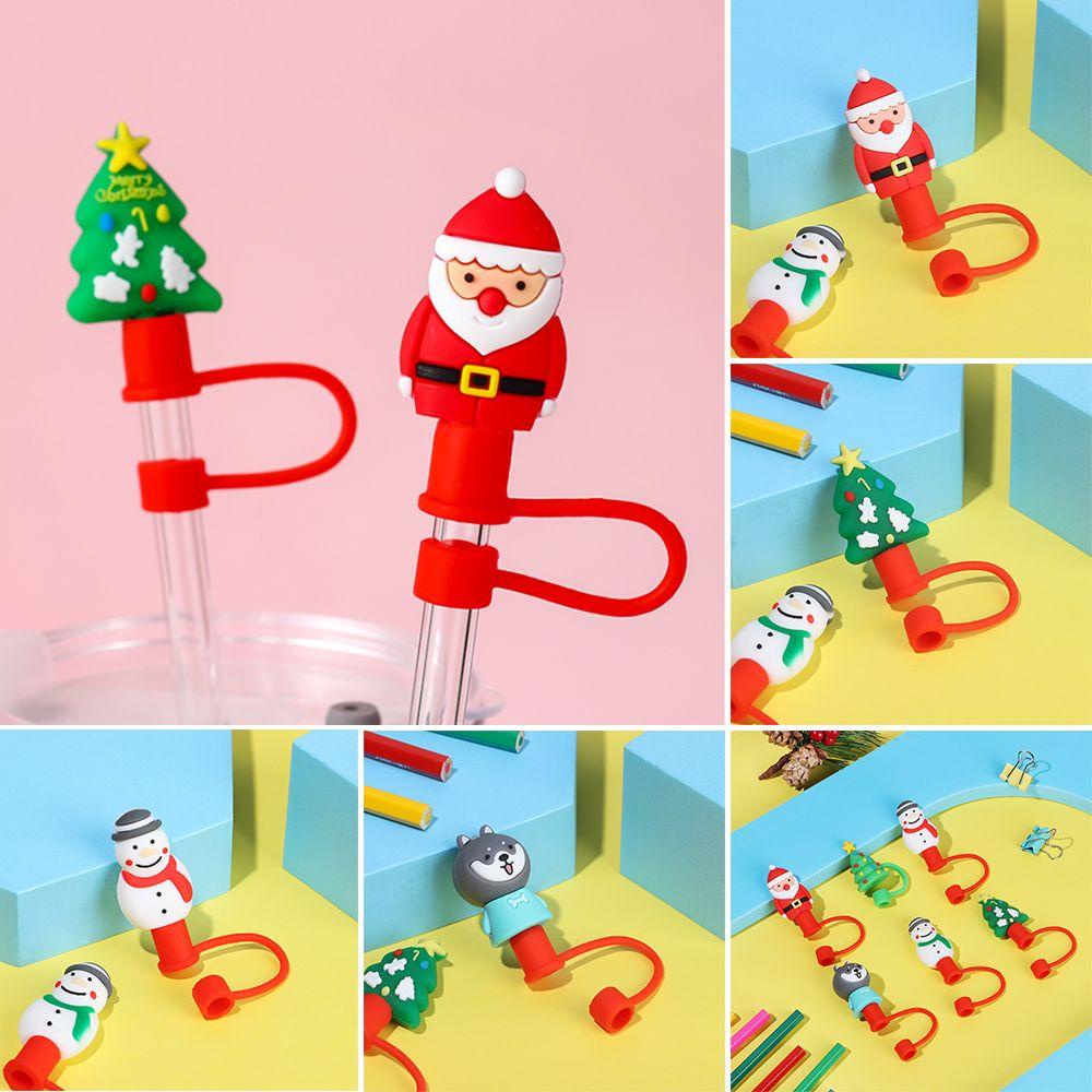 Vỏ Bọc Ống Hút Bằng Silicon Chống Bụi Chống Văng Có Thể Tái Sử Dụng Trang Trí Giáng Sinh