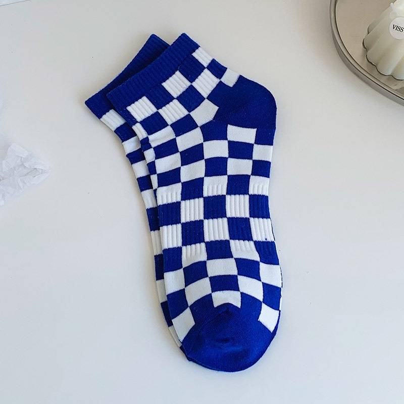 Vớ màu xanh lá cây Klein kẻ sọc caro dành cho nam nữ D563