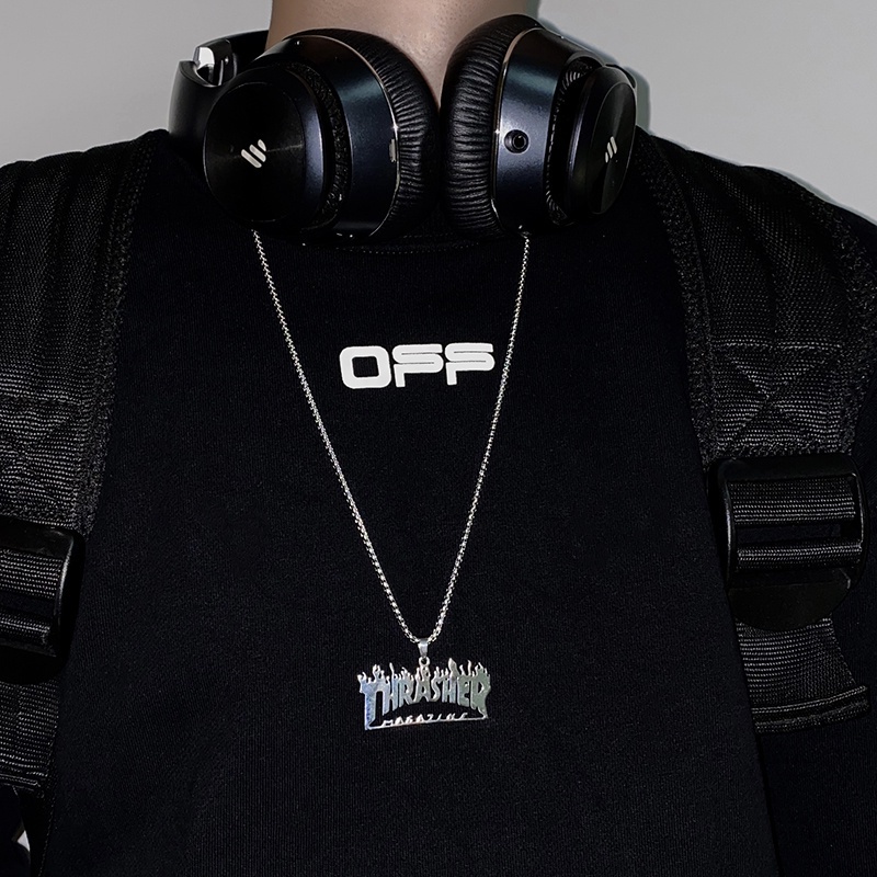 Vòng cổ Mặt Vuông In Chữ Phong Cách hip hop Thời Trang Cho Nam Và Nữ