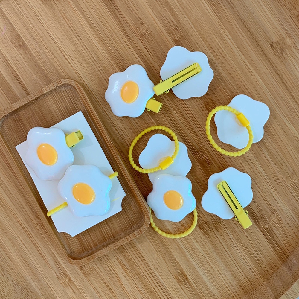 Set Kẹp Tóc Hoạ Tiết Trứng Chiên Dễ Thương Xinh Xắn Kiểu Hàn Quốc