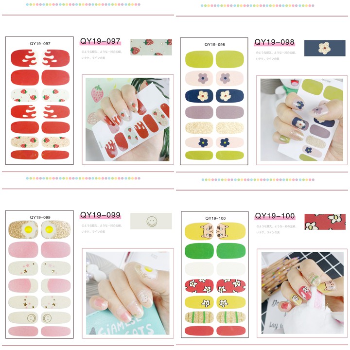 Bộ dán móng tay nail sticker gồm 14 móng, không thấm nước, có độ đàn hồi tốt Phần 2 QY19