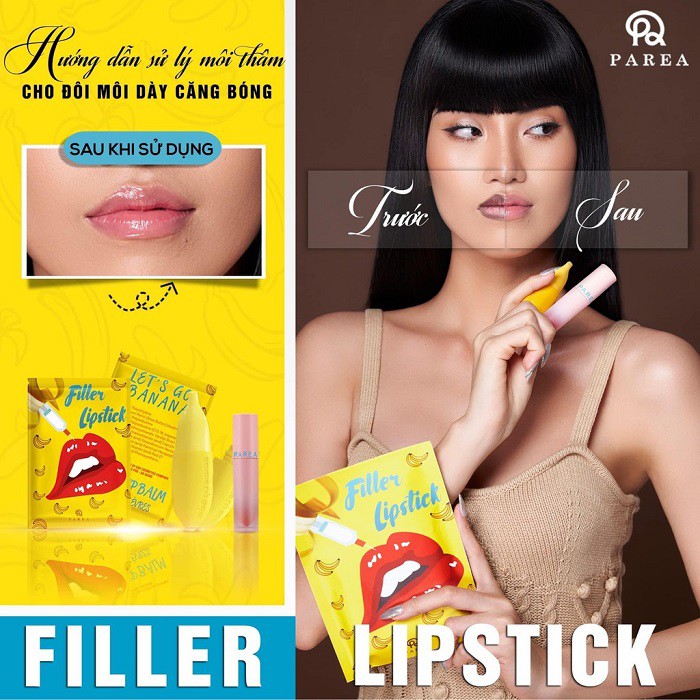 Son khử thâm dưỡng căng mọng Filler Lipstick Banana Căng bóng sáng hồng