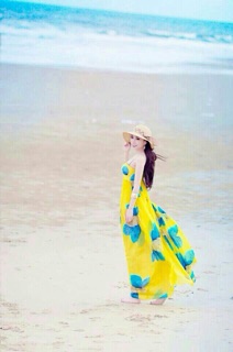 Đầm maxi vàng đầm dài hoa vàng