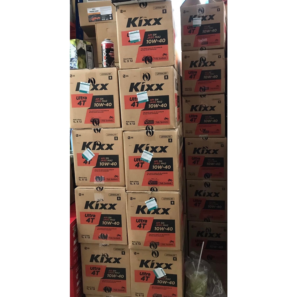 [50% Giảm] Thùng 12 Chai Nhớt KIXX Xe Số 10w40 Nhập Khẩu Hàn Quốc (0.8L/1L)- Cam Kết Chính Hãng