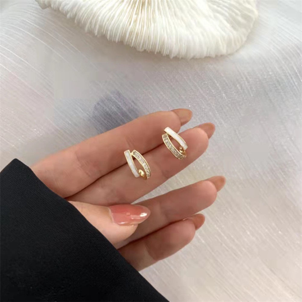 Khuyên Tai Hình Vỏ Sò Hai Lớp Phong Cách Cổ Điển Thời Trang Cho Nữ