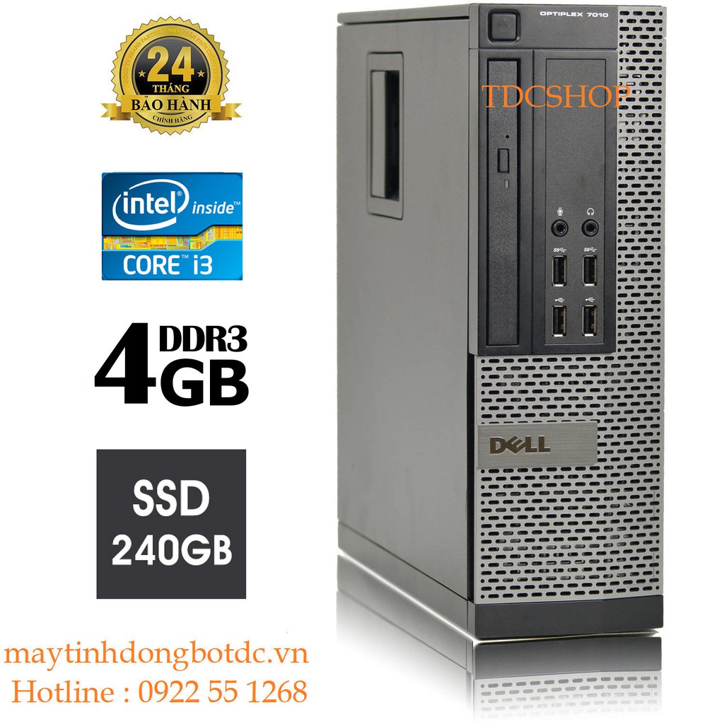 Case máy tính đồng bộ DELL Optiplex 7010 core i3 3220, ram 4gb, ổ cứng SSD 240gb. Hàng Nhập Khẩu