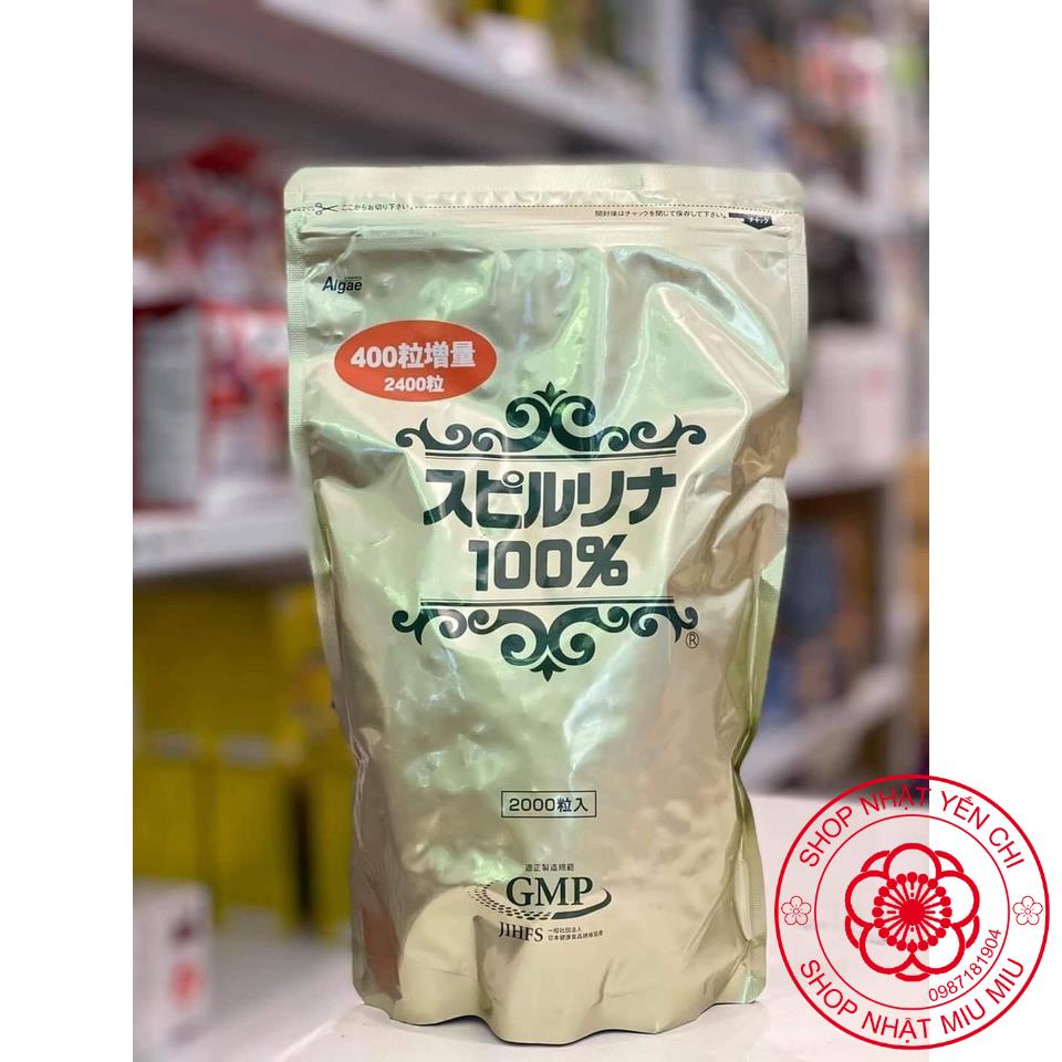 Tảo Xoắn Spirulina Nhật Bản Hộp 2200 Viên - tem đỏ