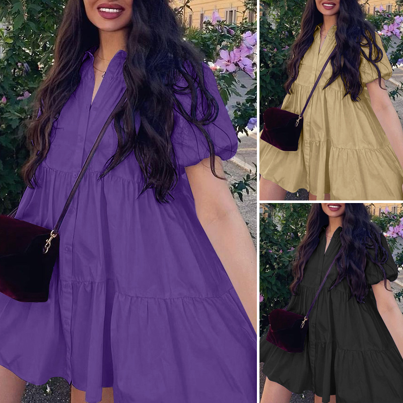 CELMIA Đầm Nữ Ngắn Tay Cổ Tròn Xếp Ly Thời Trang | BigBuy360 - bigbuy360.vn