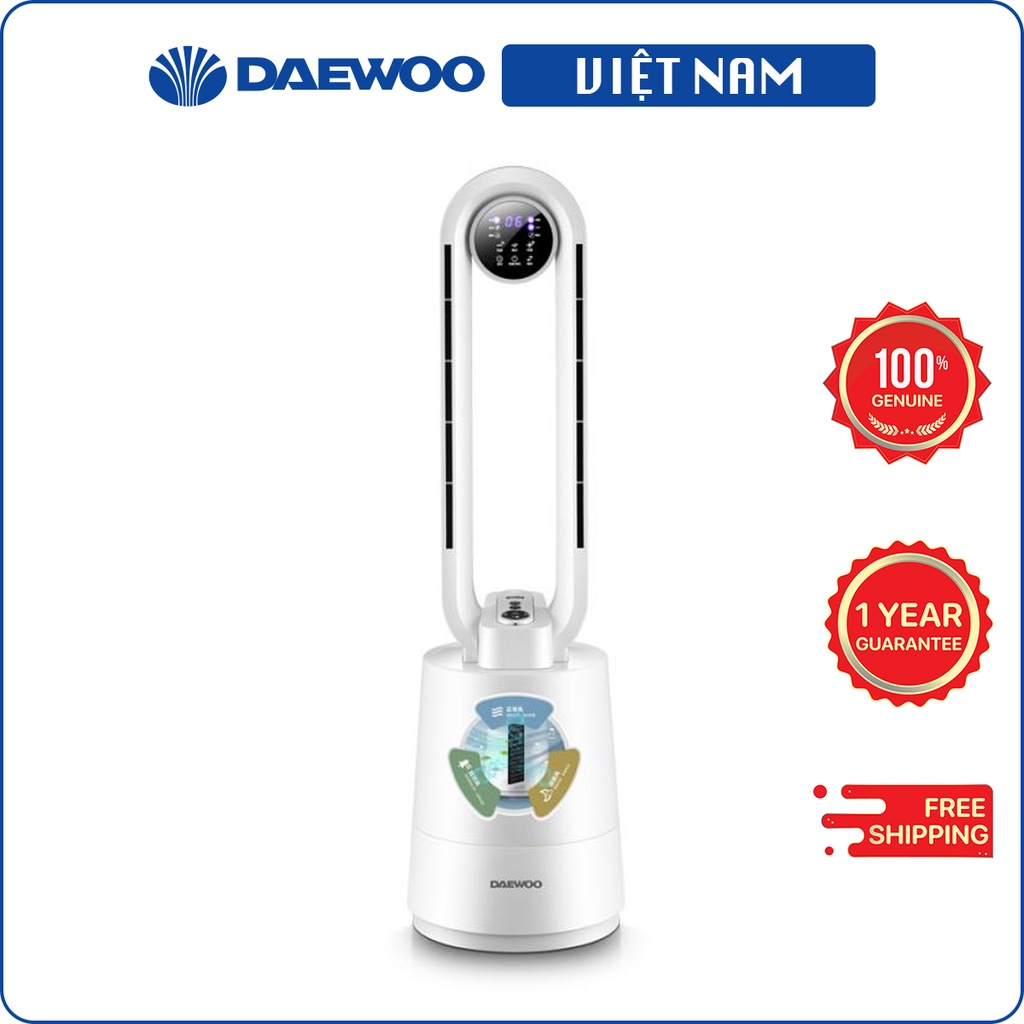 Quạt không cánh Daewoo V6, chính hãng, bảo hành 12 tháng, tích hợp chức năng lọc không khí
