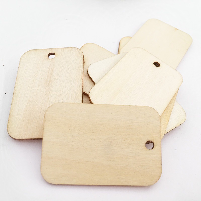 ĐỒ HANDMADE DIY Bộ Miếng Gỗ Chữ Nhật Tự Nhiên Dùng Làm Đồ Thủ Công - Kích Thước 5,2x3,4cm