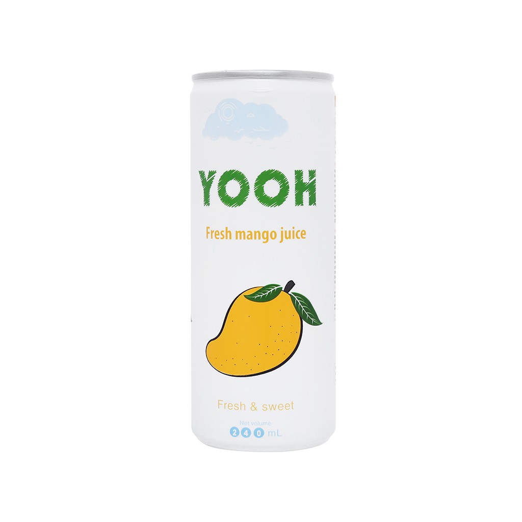 5 LON Nước ép xoài Yooh 240ml