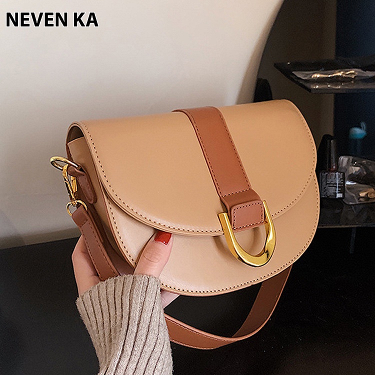 Túi Đeo Vai Đeo Chéo Dáng Bầu Khóa Chữ D Phong Cách Trẻ Trung Năng Động NEVENKA N0391
