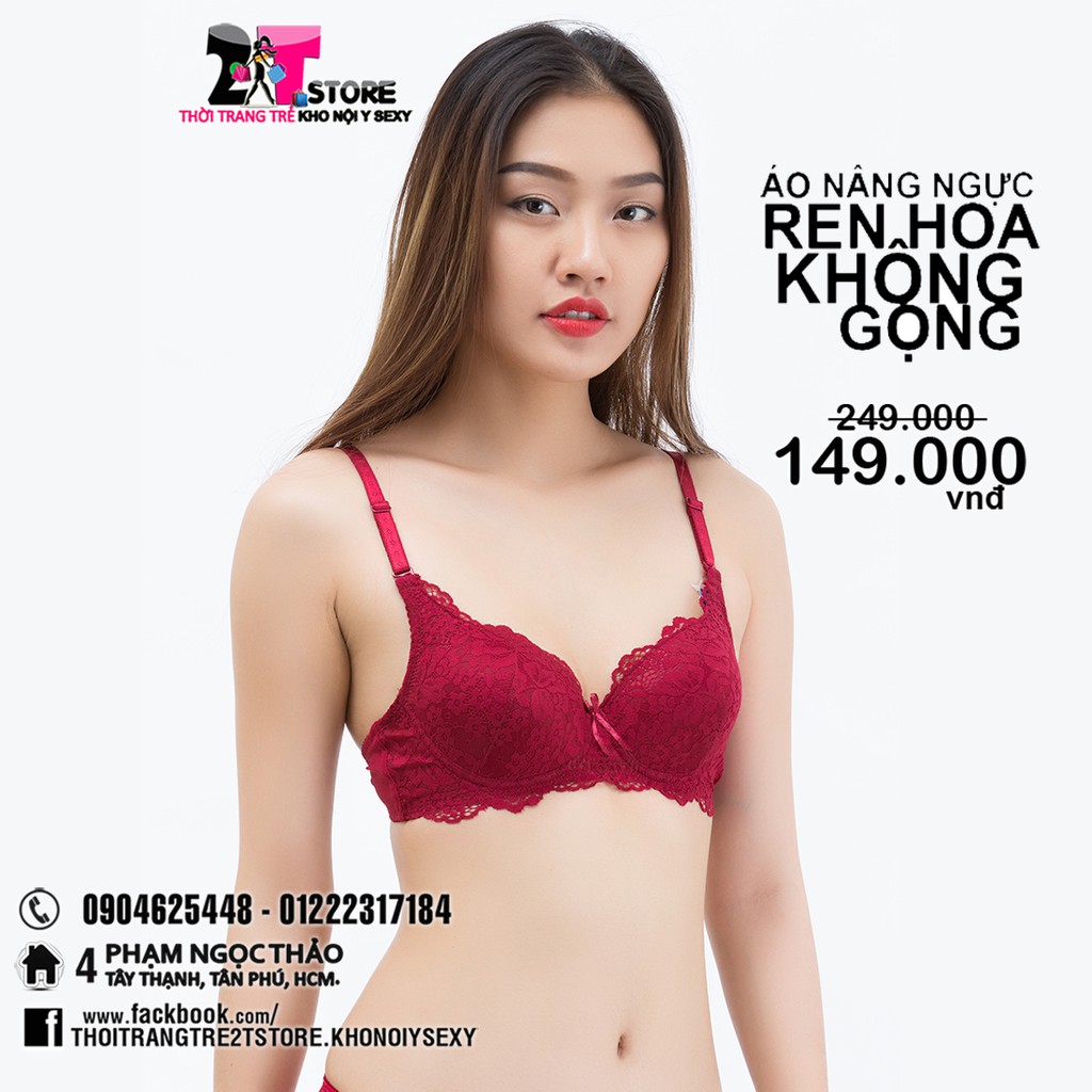 Áo Nâng Ngực Cotton Không Gọng Phối Ren (Đỏ)