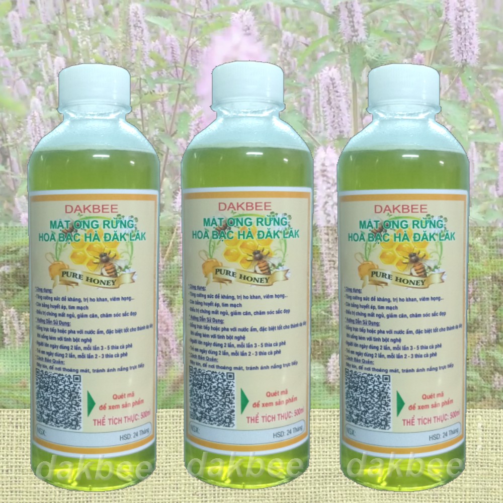 500ml [650g] Mật ong rừng hoa bạc hà nguyên chất Daklak bồi bổ cơ thể, sức đề kháng - DAKBEE2