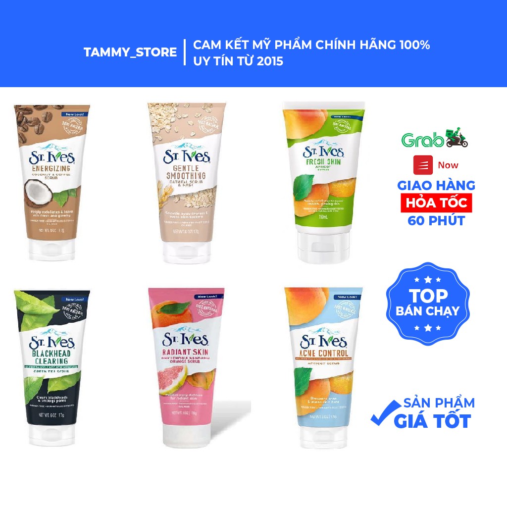 (Mẫu mới 2018) Tẩy da chết St Ives Scrub 170g đủ vị