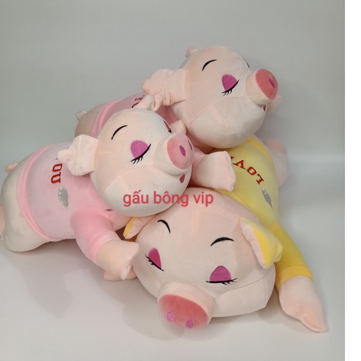 Gấu Bông Heo Cute Makeup,  Heo Nhắm Mắt Trang Điểm Màu Mè, Mặc Aó Thiêu Chữ Love You