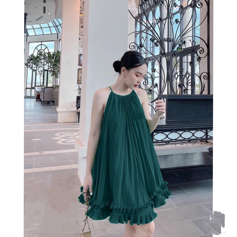 Đầm Yếm Tằm Dập Ly Phối Vạt Bèo Hàng Đẹp Nhức Nách