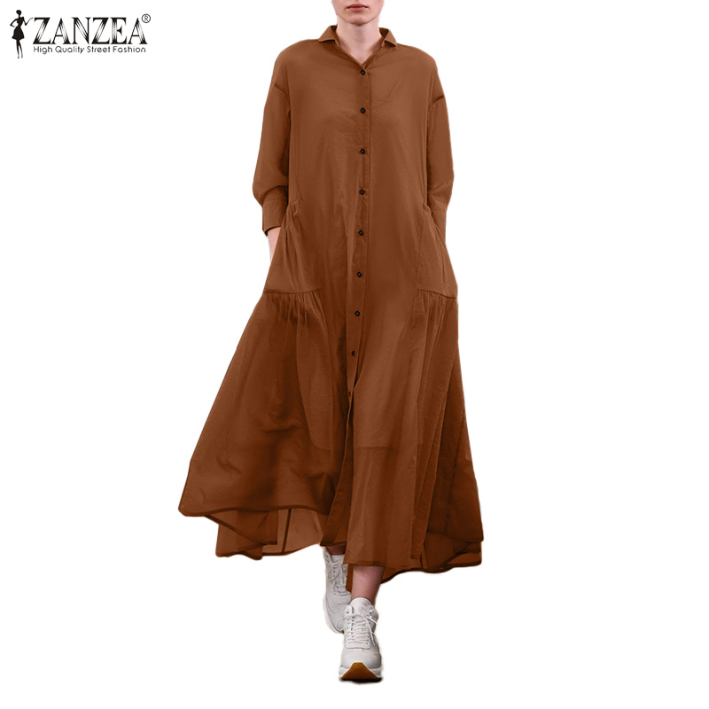 Đầm ZANZEA Maxi Dài Tay Thời Trang Dành Cho Nữ