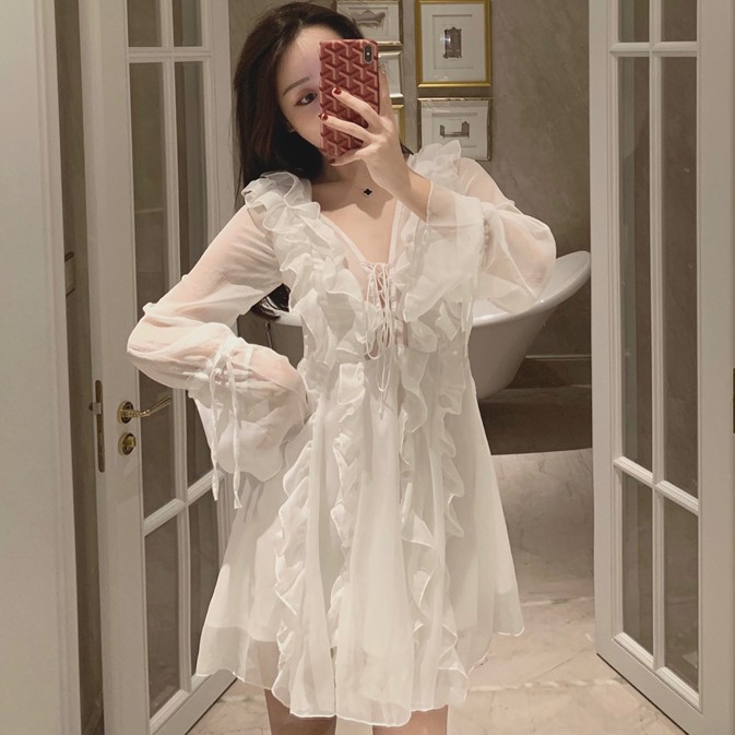 [HÀNG CÓ SẴN] Đầm ulzzang viền bèo nhiều lớp siu xinh - u.w | BigBuy360 - bigbuy360.vn