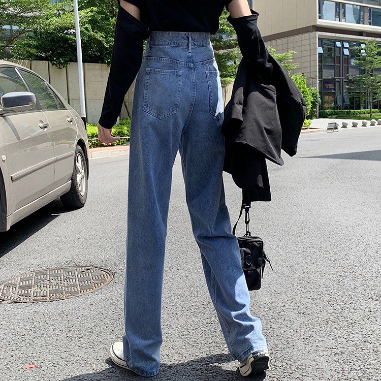 Quần denim ống rộng Peppermint 36886 lưng cao dễ phối đồ thời trang