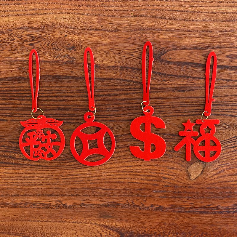 Set 8 phụ kiện treo màu đỏ trang trí cho cây bonsai vào ngày Tết Trung Quốc CNY