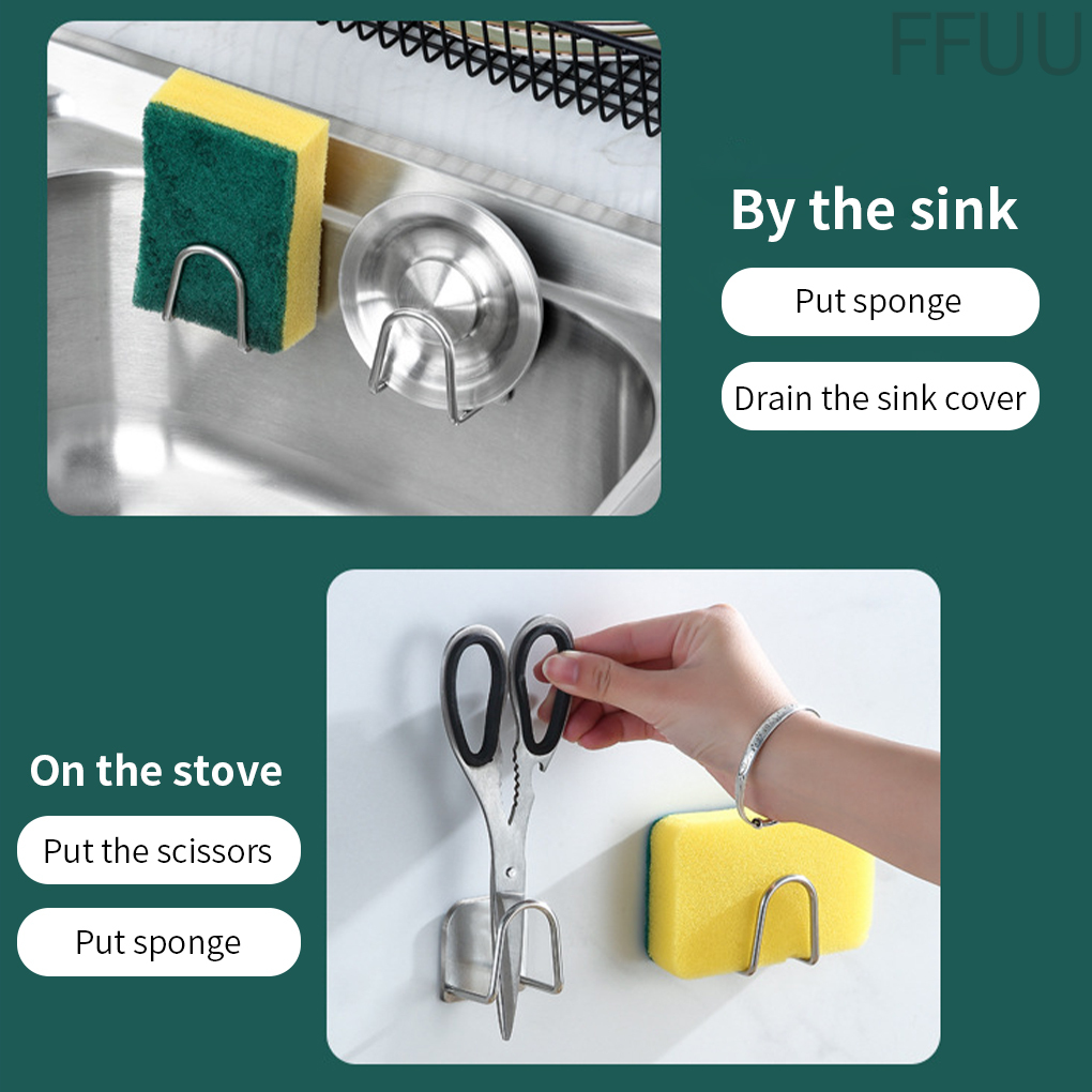 Giá Đỡ Mút Xốp Rửa Chén / Khăn Giấy Bằng Thép Không Gỉ Gắn Tường Tiện Dụng Cho Nhà Bếp / Phòng Tắm