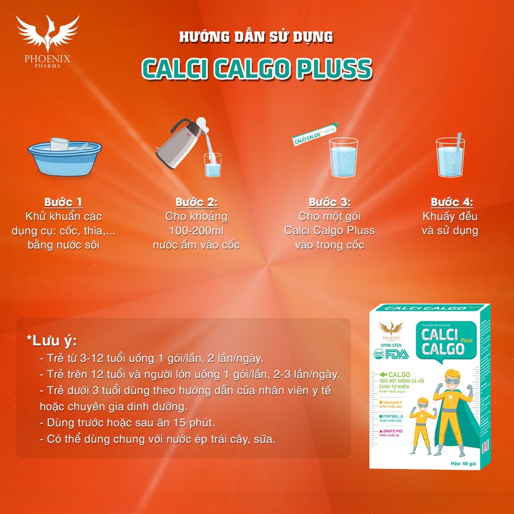Calci Calgo Pluss Phoenix Pharma, Calci Hữu Cơ Bổ Sung Canxi Cho Cơ Thể Phát Triển Vượt Trội. Phù Hợp Mọi Lứa Tuổi