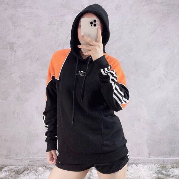 ⚡️ Áo Nỉ Hoodie Adi.das Màu Đen Cam XUẤT DƯ FULL TEM TAG CODE