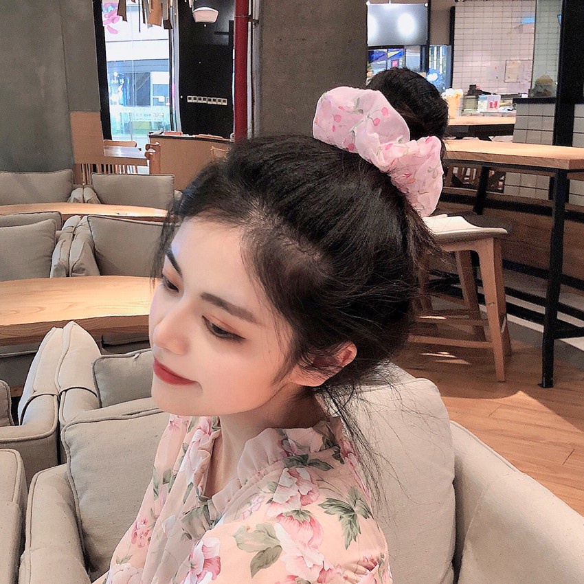 Dây Buộc Tóc Vải Voan In Hình Quả Cherry Dễ Thương Phong Cách Hàn Quốc Cho Nữ