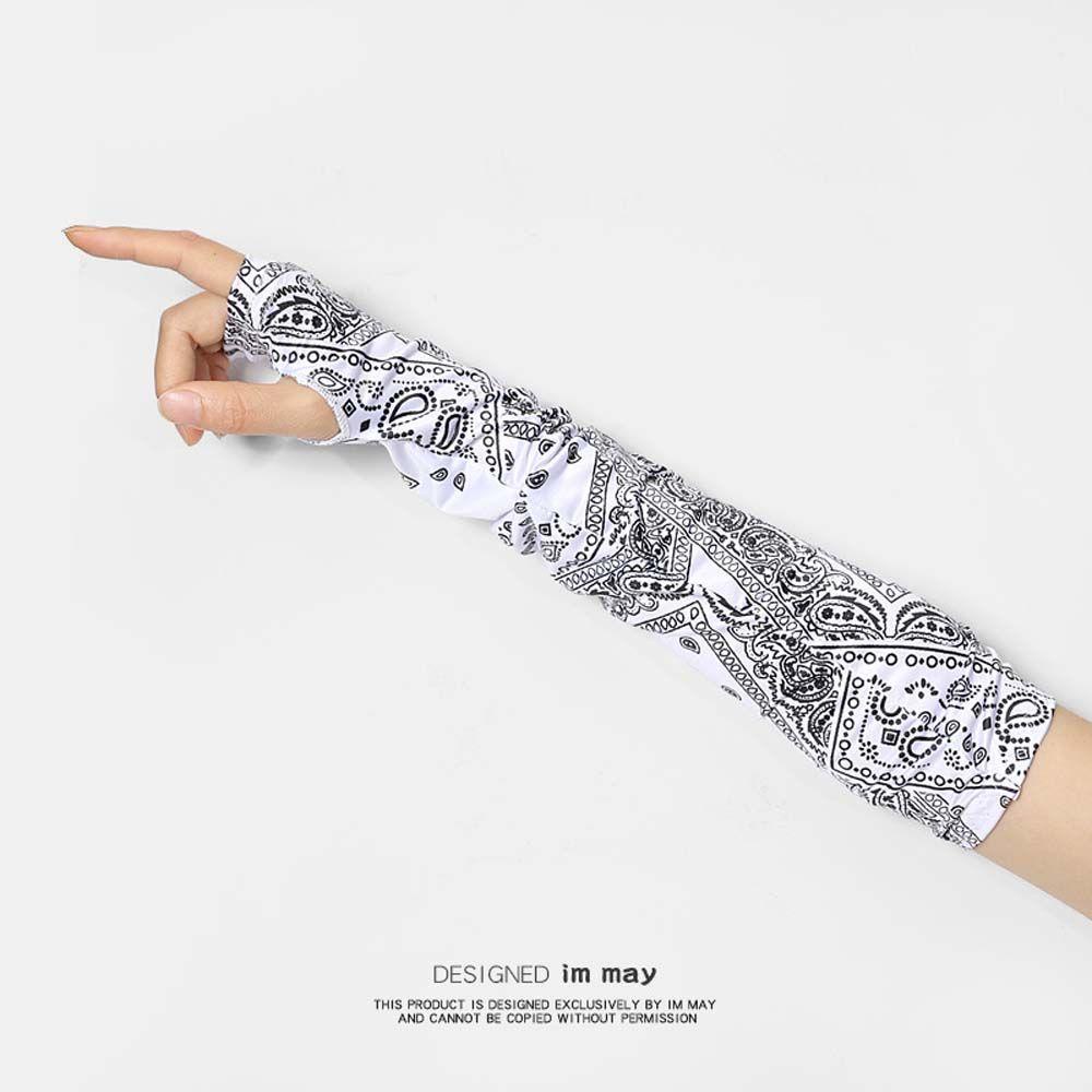 FORBETTER Găng Tay Chống Nắng Vải Lụa Lạnh Mỏng Co Giãn Màu Trắng Đen Bảo Vệ Cánh Tay Không Ngón Giữ Ấm Mùa Hè