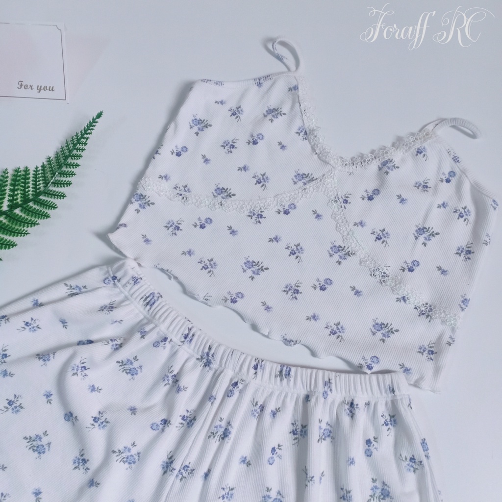 Đồ bộ ngủ nữ RCB11, hai dây cổ tim phối ren | BigBuy360 - bigbuy360.vn