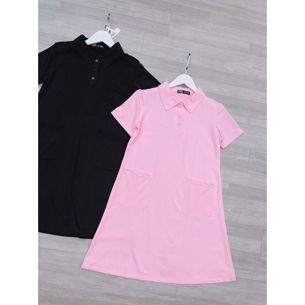 VN786 - VÁY POLO SUÔNG TRƠN CÁ SẤU 2 TÚI