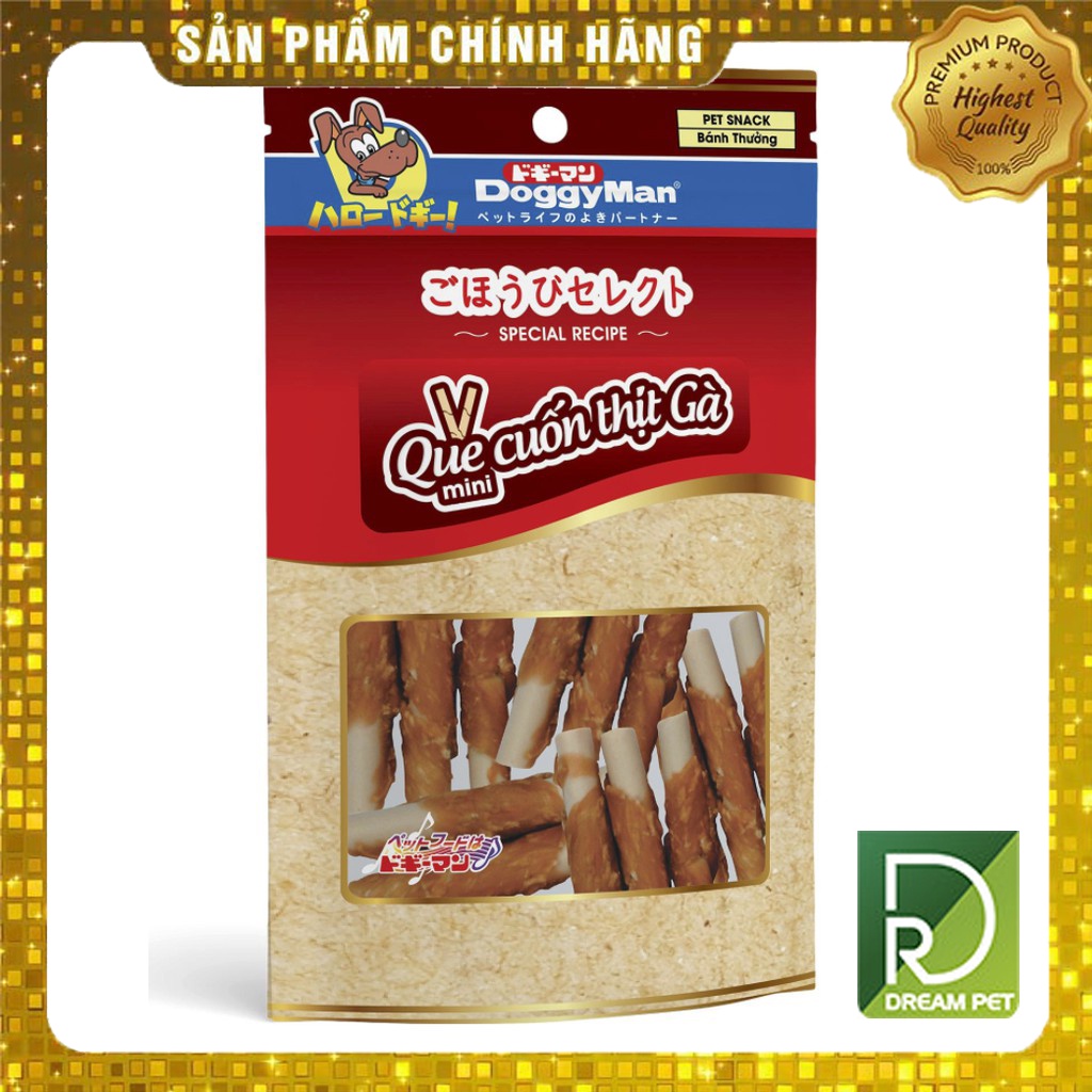 Bánh thưởng cho thú cưng, loại que cuốn thịt gà DOGGY MAN 82059