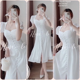 60-90kg bigsize đầm trắng nút bọc d881