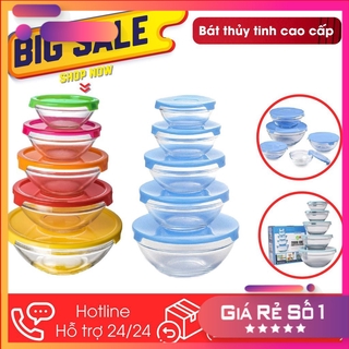 Bộ 5 bát thuỷ tinh đựng thực phẩm cao cấp