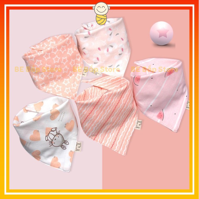 ⚡HÀNG ĐẸP⚡ Set 5 Yếm Tam Giác Cotton Cho Bé, Yếm Ăn Dặm, Họa Tiết Đẹp, Chất Lượng Cao Cấp