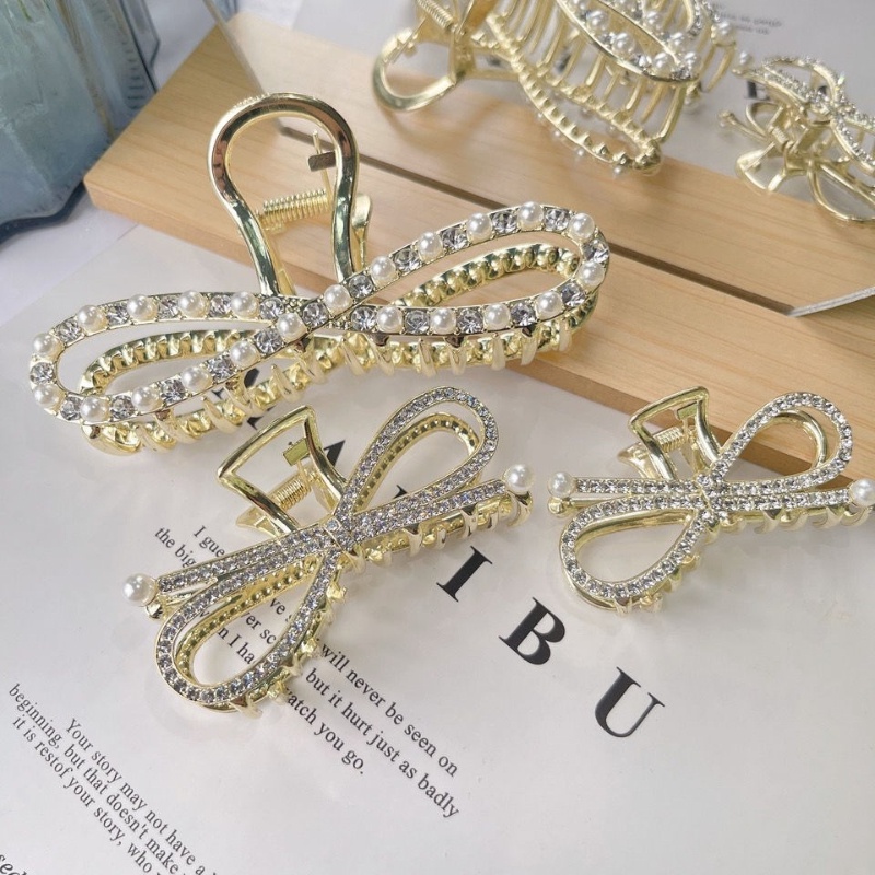 Kẹp Tóc Nơ Đính Đá Ngọc Trai Phong Cách Hàn Quốc Mới