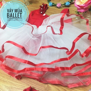 Váy múa ballet ba lỗ hoa đỏ (có sỉ từ 5c)