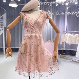 váy hai dây cổ V lấp lánh BLING BLING siêu xinh luôn ạ 3 màu Hồng - Xanh - Đen