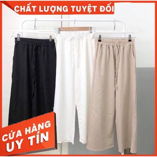 Quần lụa Cullotes dài lưng thun - hình thật shop chụp
