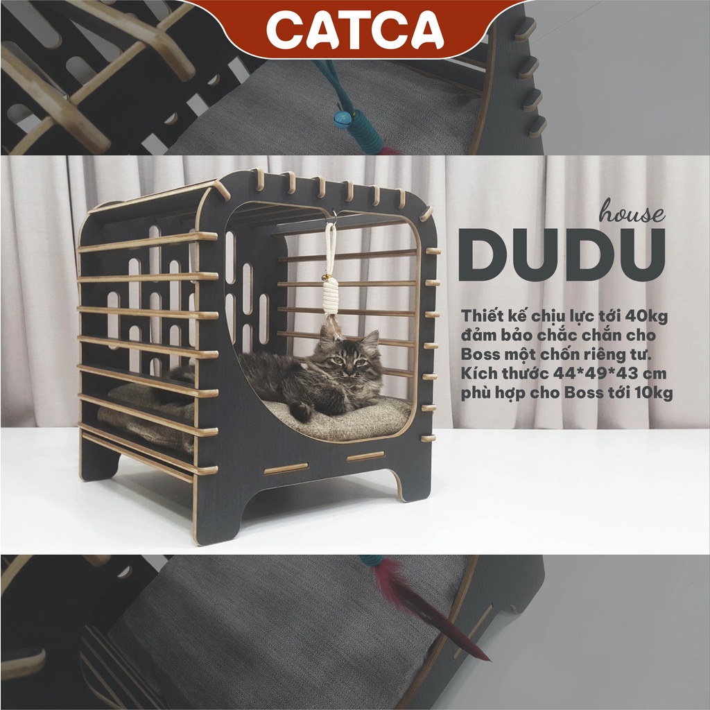 Nhà thú cưng gỗ lắp ghép SANG TRỌNG dành cho chó mèo CATCA - Nhà Dudu