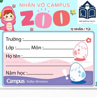 Nhãn Dán Vở Campus Zoo (12 Nhãn/Túi)