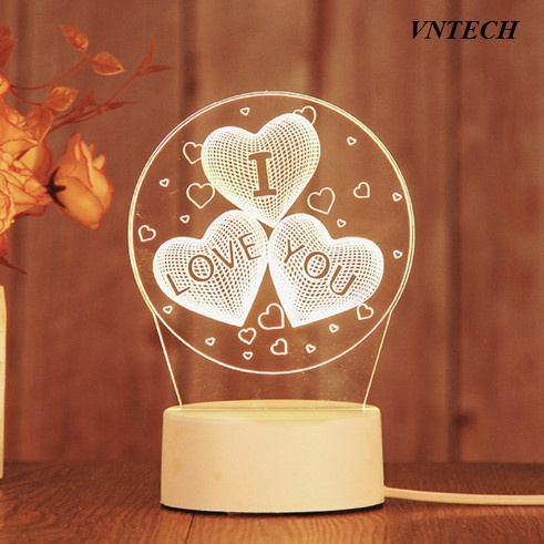 Đèn Ngủ Để Bàn Led 3D Ánh Sáng Đa Sắc, Trang Trí Decor Phòng Ngủ, Cổng USB Tiện Lợi