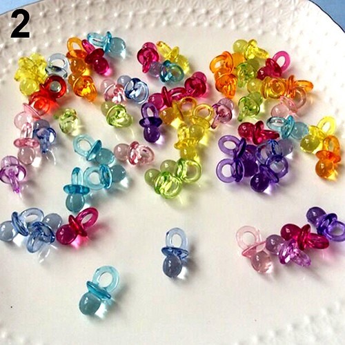 Set 50 Núm Vú Giả Mini Bằng Nhựa Trong Suốt Dùng Để Trang Trí Tiệc Mừng Em Bé