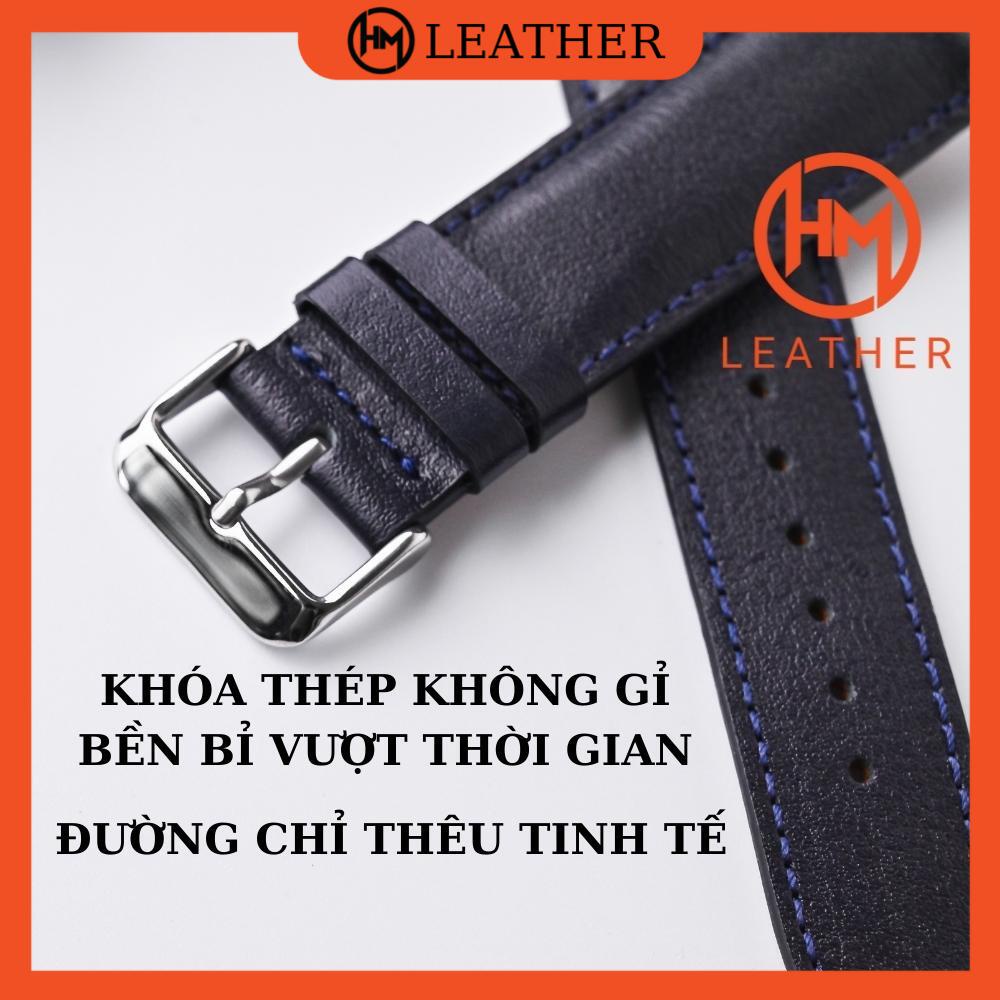 Dây đồng hồ 20mm da bò chống thấm nước - Đủ size 12/14/16/18/20/22/24 - Thương hiệu Hima Leather FLEXIBLE