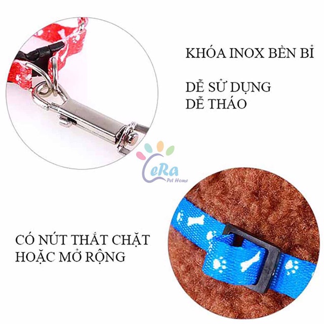 Dây dắt kèm đai yếm cả thân cho chó mèo. dài 1m2 - nhiều màu sắc.