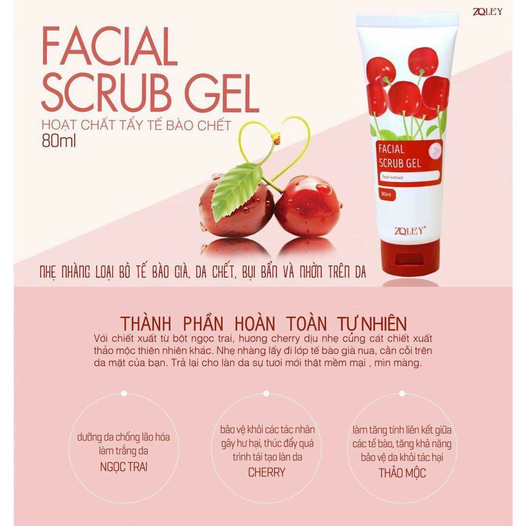 Gel tẩy tế bào chết cherry Zoley dành riêng cho da mặt