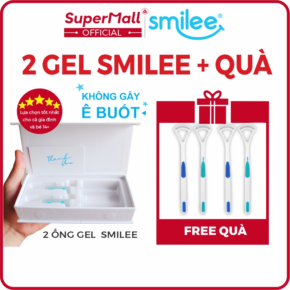 Bộ 2 Gel tẩy trắng răng tại nhà Smilee | Chỉ 20p sử dụng, răng bật trắng 6 tone sau 7 ngày
