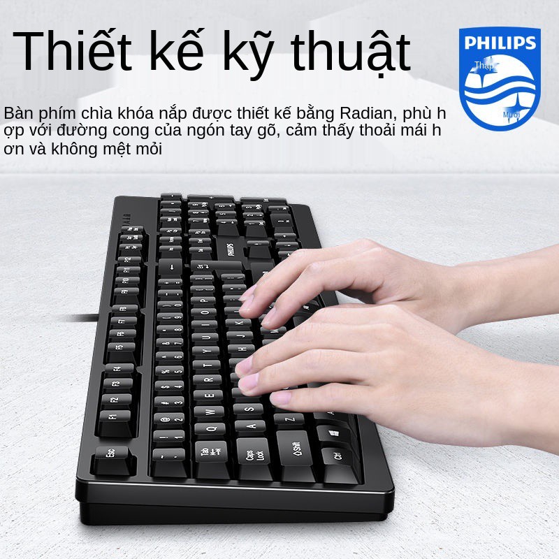 Bộ bàn phím và chuột chơi game có dây Philips máy tính xách tay để văn phòng tại nhà tắt tiếng USB | BigBuy360 - bigbuy360.vn