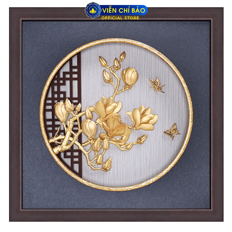 Tranh hoa sen dát vàng 24K vật phẩm quà tặng cao cấp trang trí nhà cửa thương hiệu Viễn Chí Bảo M600092